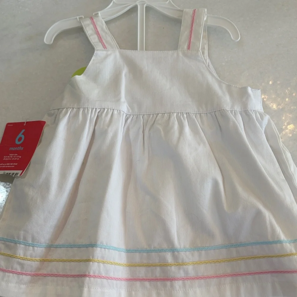 Carter's White Dress, Bloomers Pink Bunny and Floral Embroidery 6 m